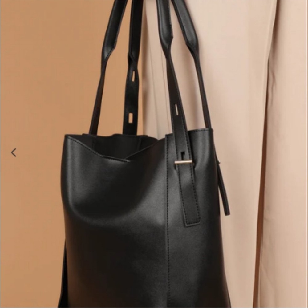 Petal & Pup Sleek Black PU Leather Bag